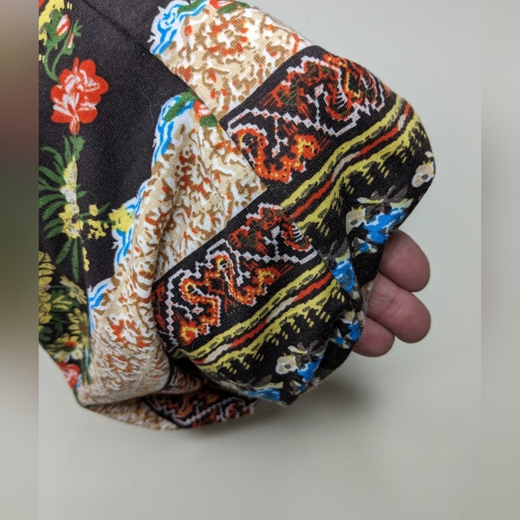 Slouchy boho wrap beanie hat floral print size medium U-1 - Picture 3 of 6